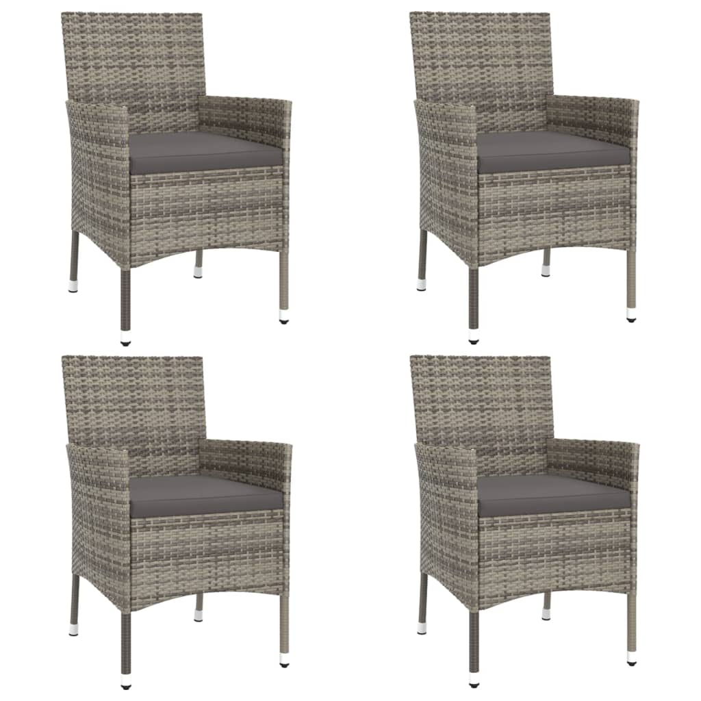 Set Bistrò da Giardino 5 pz con Cuscini in Polyrattan Grigio | homemem39