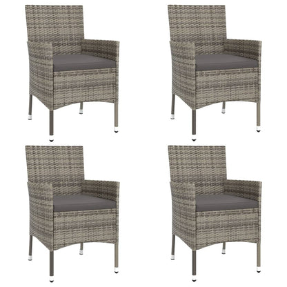 Set Bistrò da Giardino 5 pz con Cuscini in Polyrattan Grigio | homemem39