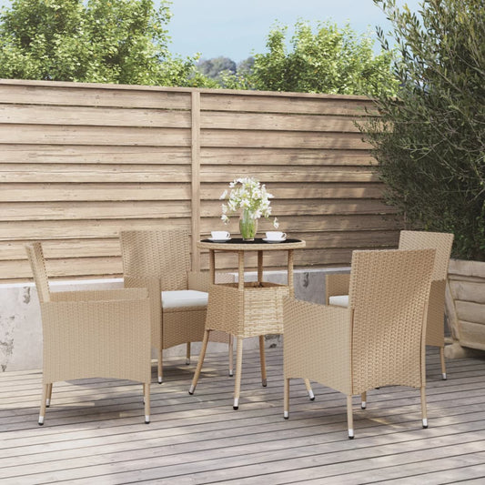 Set da Bistrò da Giardino 5 pz con Cuscini Beige in Polyrattan | homemem39
