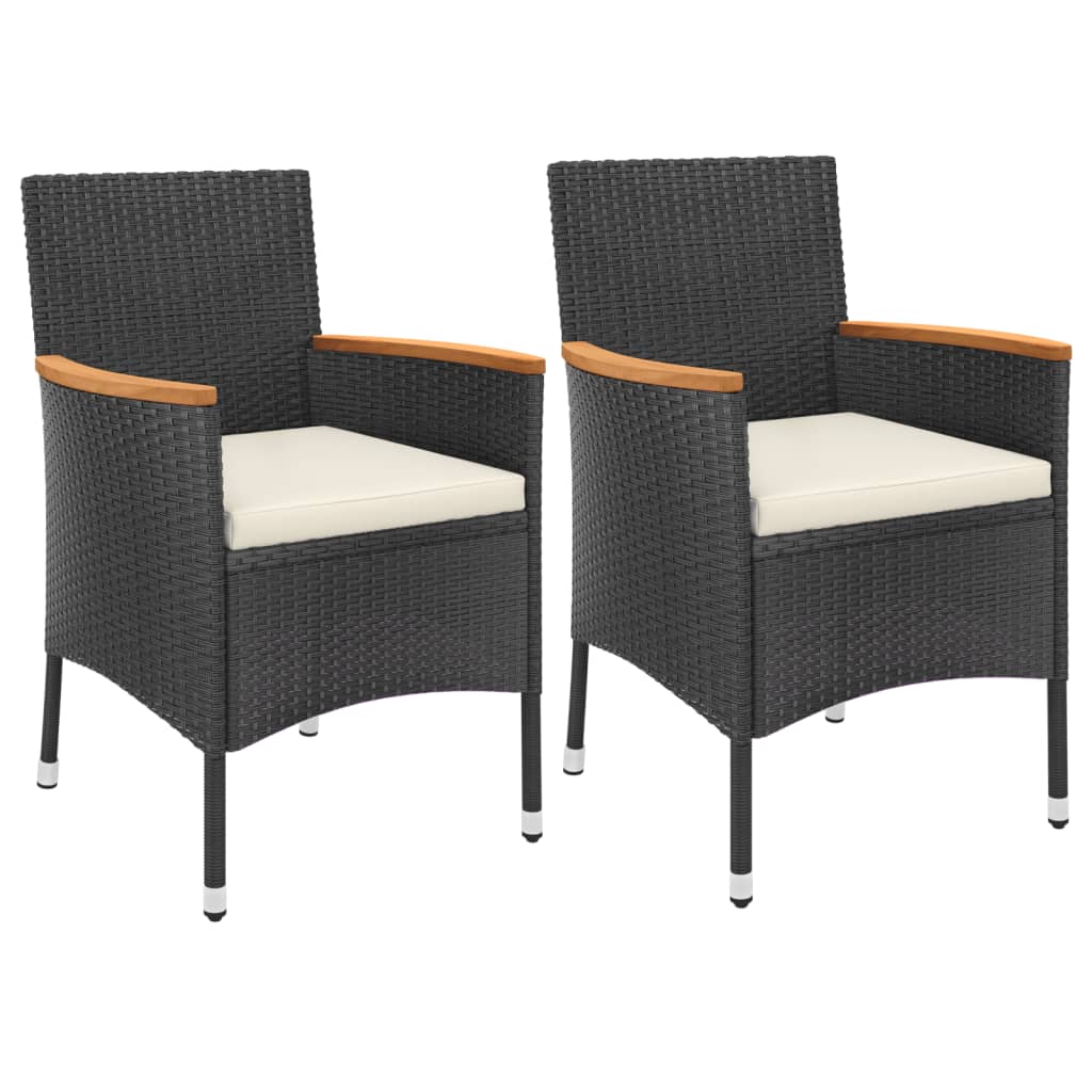 Set Bistrò da Giardino 3 pz con Cuscini in Polyrattan Nero | homemem39