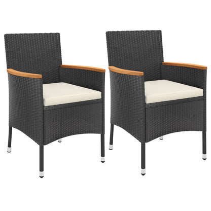 Set Bistrò da Giardino 3 pz con Cuscini in Polyrattan Nero | homemem39