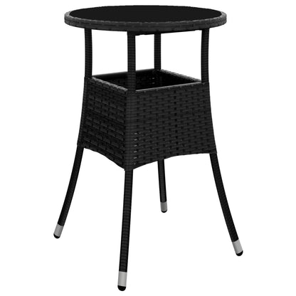Set Bistrò da Giardino 3 pz con Cuscini in Polyrattan Nero | homemem39