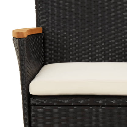 Set Bistrò da Giardino 3 pz con Cuscini in Polyrattan Nero | homemem39