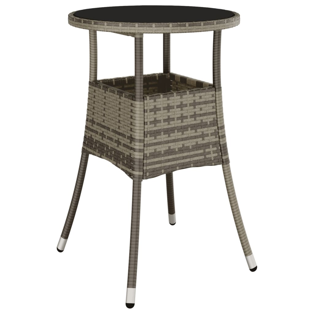 Set Bistrò da Giardino 3 pz con Cuscini in Polyrattan Grigio | homemem39