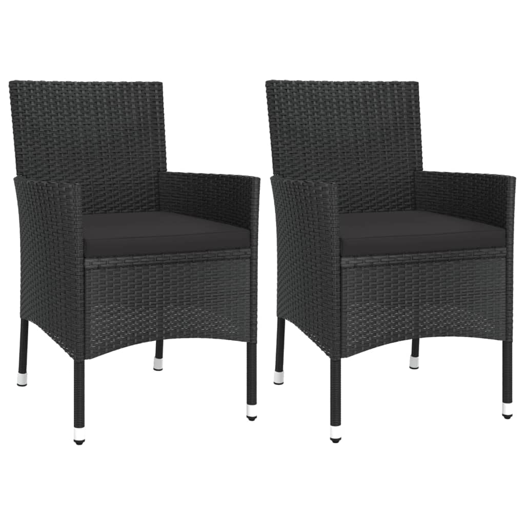 Set Bistrò da Giardino 3 pz con Cuscini in Polyrattan Nero | homemem39