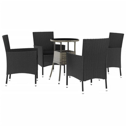 Set Bistrò da Giardino 5 pz con Cuscini in Polyrattan Nero | homemem39