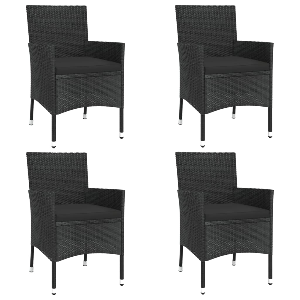 Set Bistrò da Giardino 5 pz con Cuscini in Polyrattan Nero | homemem39