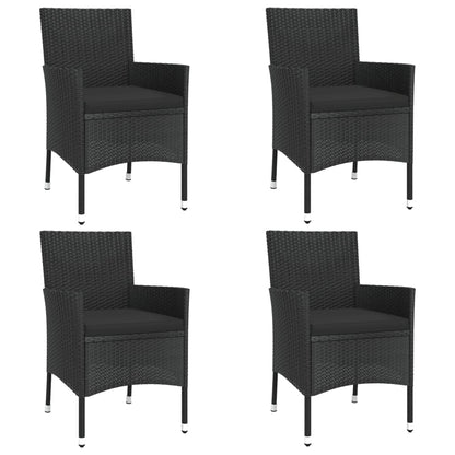 Set Bistrò da Giardino 5 pz con Cuscini in Polyrattan Nero | homemem39
