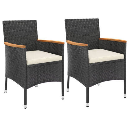 Set Bistrò da Giardino 3 pz con Cuscini in Polyrattan Nero | homemem39