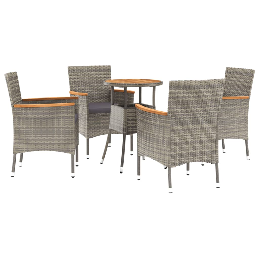 Set Bistrò da Giardino 5 pz con Cuscini in Polyrattan Grigio | homemem39