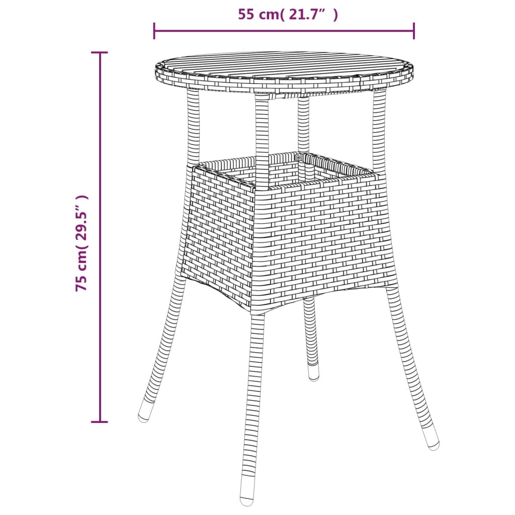 Set Bistrò da Giardino 3 pz con Cuscini in Polyrattan Grigio - homemem39
