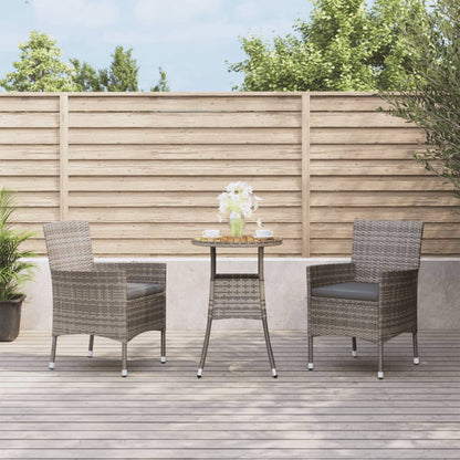 Set Bistrò da Giardino 3 pz con Cuscini in Polyrattan Grigio - homemem39