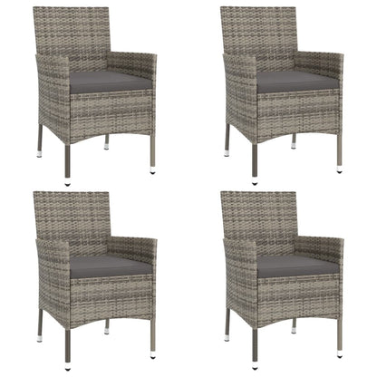 Set Bistrò da Giardino 5 pz con Cuscini in Polyrattan Grigio | homemem39