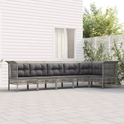 Set Divani da Giardino 6 pz con Cuscini in Polyrattan Grigio - homemem39