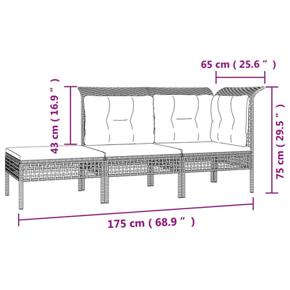 Set Divani da Giardino 8 pz con Cuscini in Polyrattan Grigio - homemem39