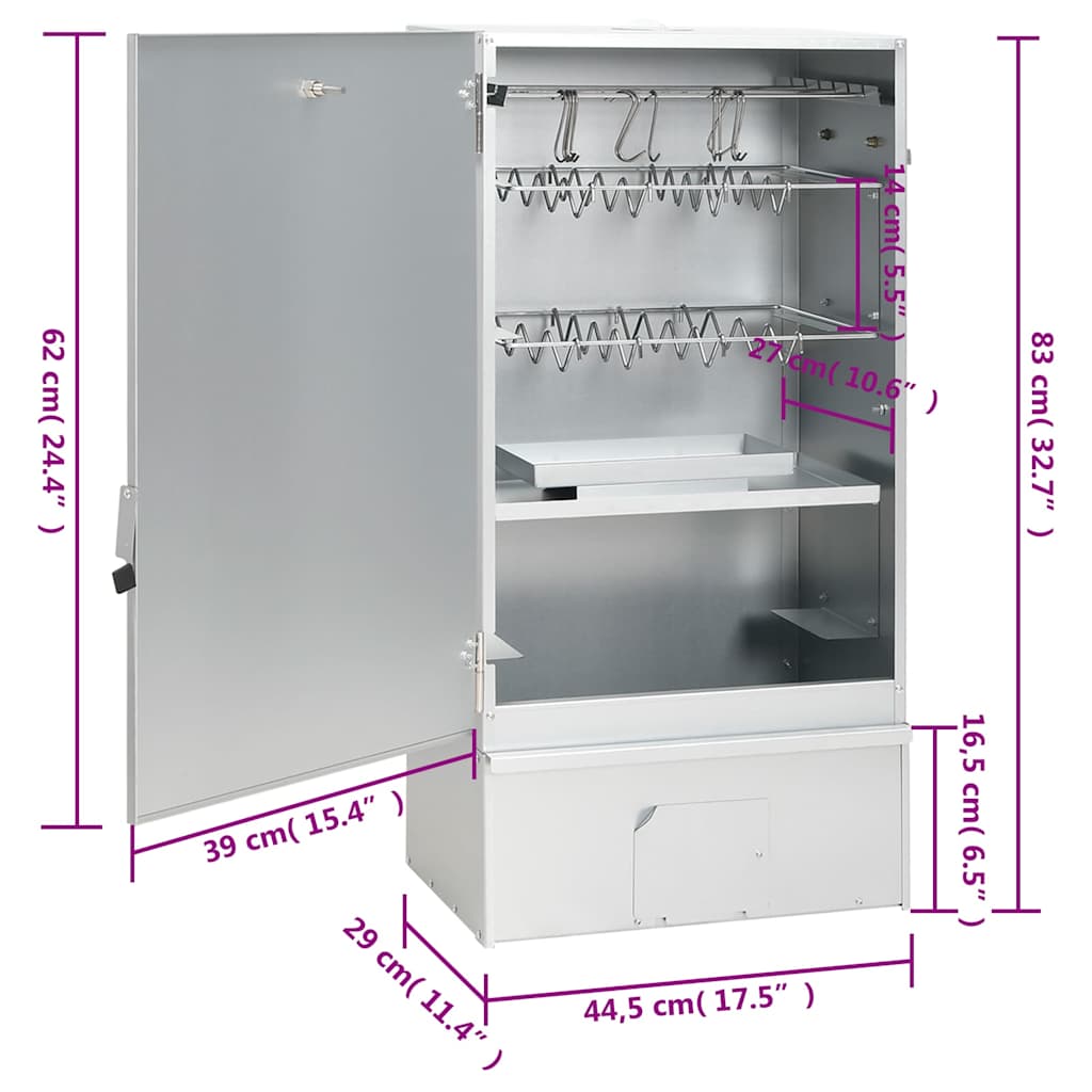 Forno Affumicatore BBQ con Tavolino in Acciaio Zincato | homemem39