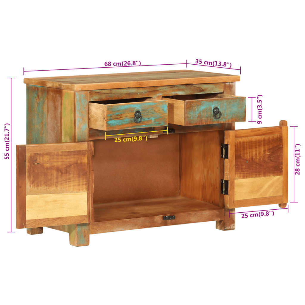 Credenza 68x35x55 cm in Legno Massello di Recupero - homemem39