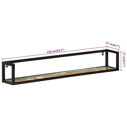 Mensole Parete 2 pz 110x17x17cm Legno Massello Recupero e Ferro | homemem39