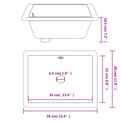 Lavandino da Bagno Bianco 39x30x18,5 cm Rettangolare Ceramica