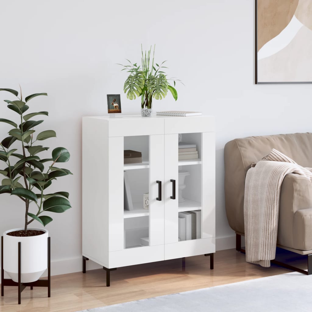 Credenza 69,5x34x90 cm in Legno Multistrato Bianco Lucido - homemem39