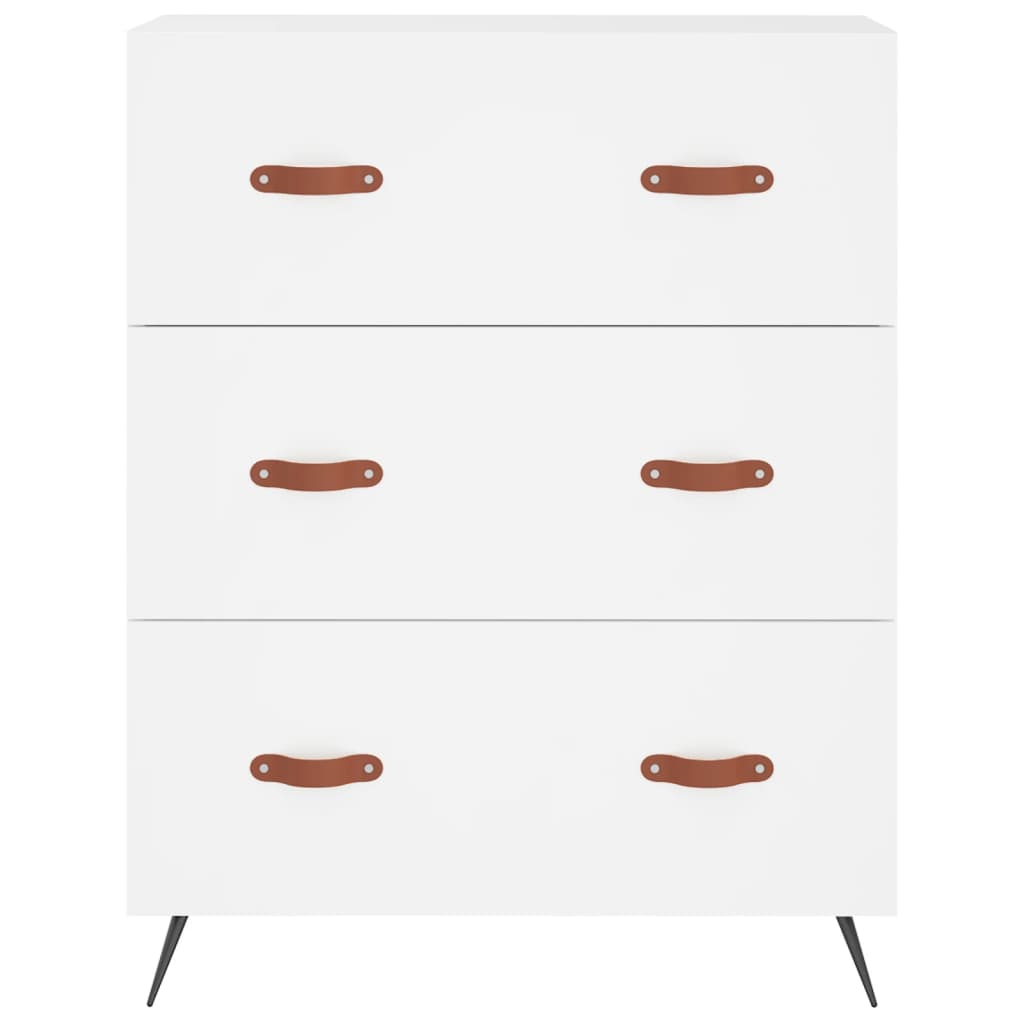 Cassettiera Bianca 69,5x34x90 cm in Legno Multistrato
