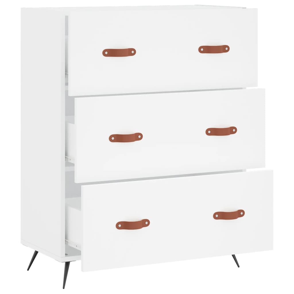 Cassettiera Bianca 69,5x34x90 cm in Legno Multistrato
