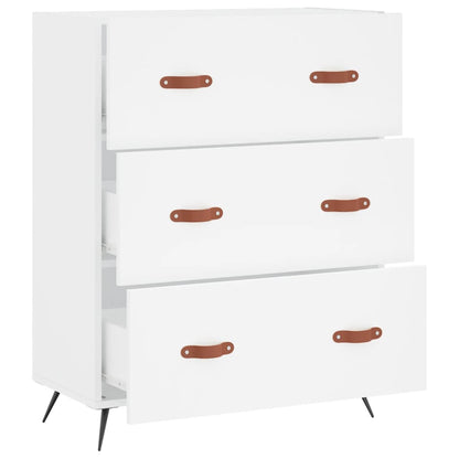 Cassettiera Bianca 69,5x34x90 cm in Legno Multistrato