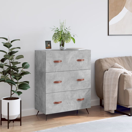 Credenza Grigio Cemento 69,5x34x90 cm in Legno Multistrato