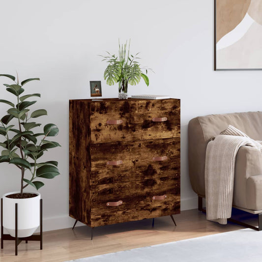Cassettiera Rovere Fumo 69,5x34x90 cm in Legno Multistrato