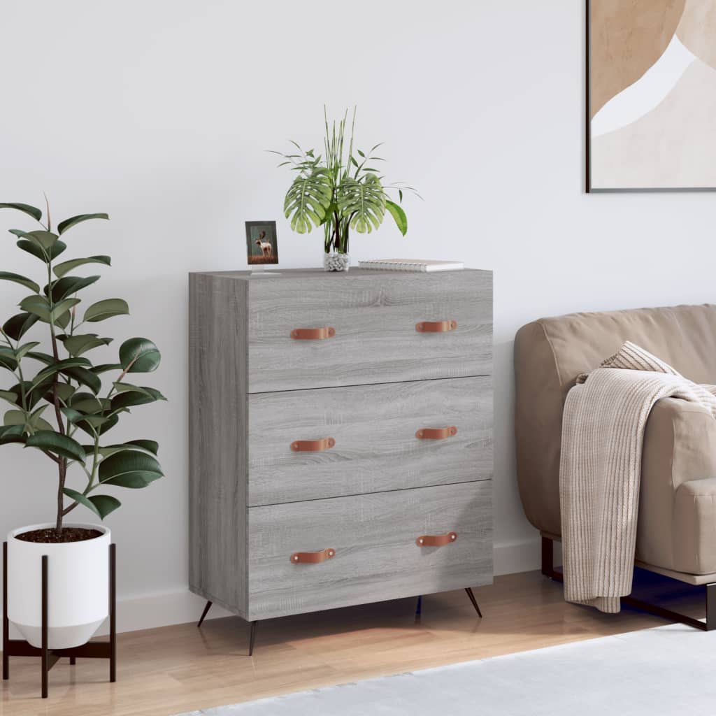 Cassettiera Grigio Sonoma 69,5x34x90 cm in Legno Multistrato