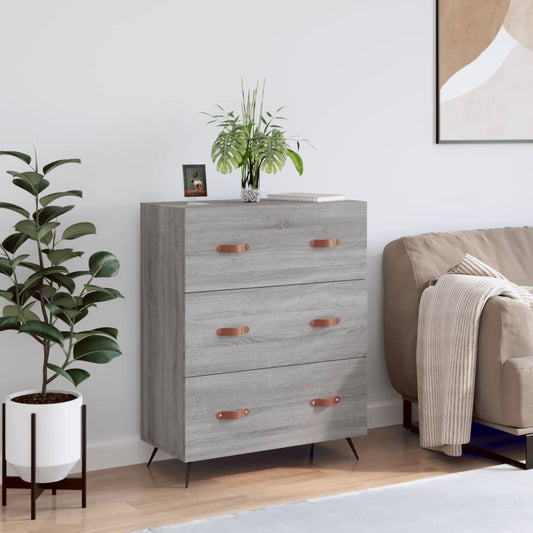 Cassettiera Grigio Sonoma 69,5x34x90 cm in Legno Multistrato