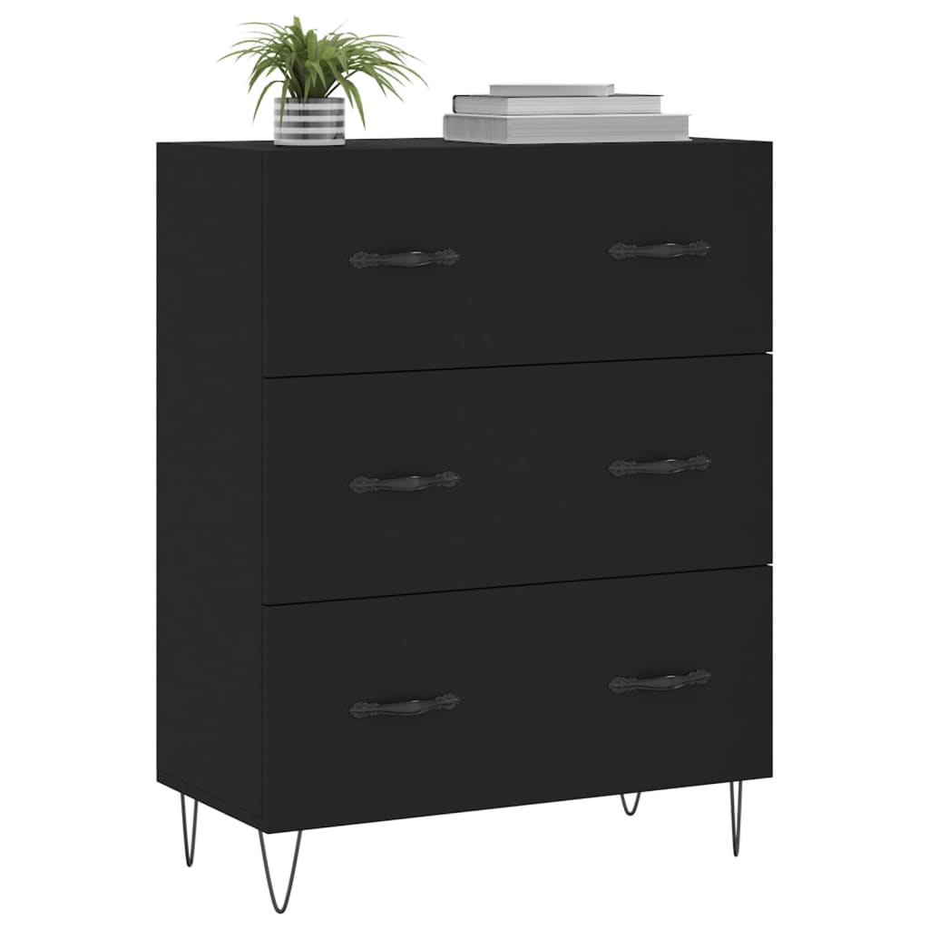 Credenza Nera 69,5x34x90 cm in Legno Multistrato - homemem39