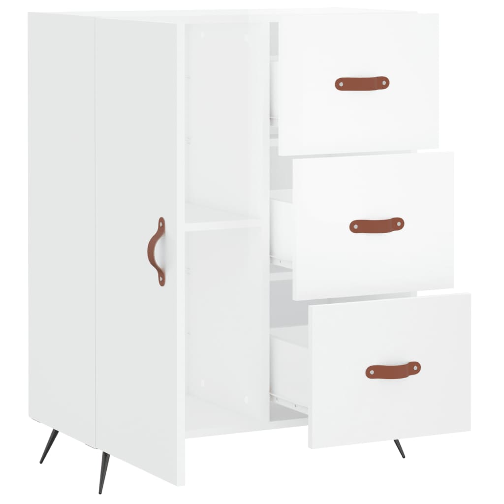 Credenza 69,5x34x90 cm in Legno Multistrato Bianco Lucido - homemem39