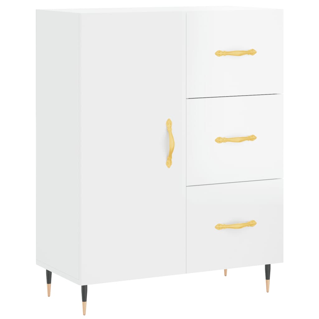 Credenza 69,5x34x90 cm in Legno Multistrato Bianco Lucido - homemem39