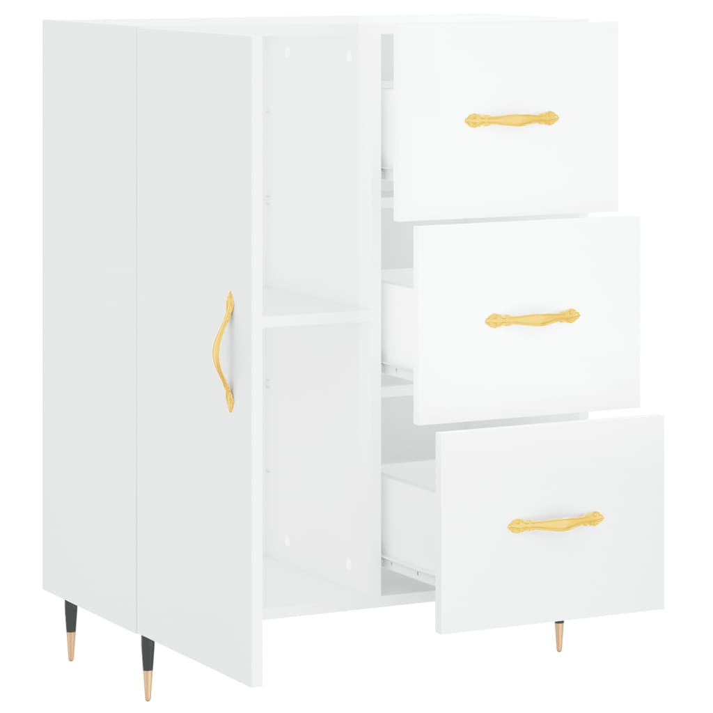 Credenza 69,5x34x90 cm in Legno Multistrato Bianco Lucido - homemem39