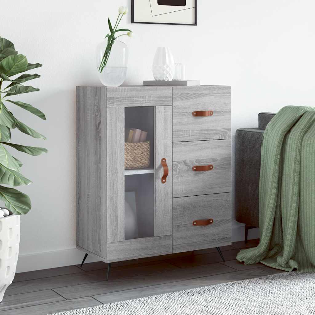 Credenza Grigio Sonoma 69,5x34x90 cm in Legno Multistrato - homemem39