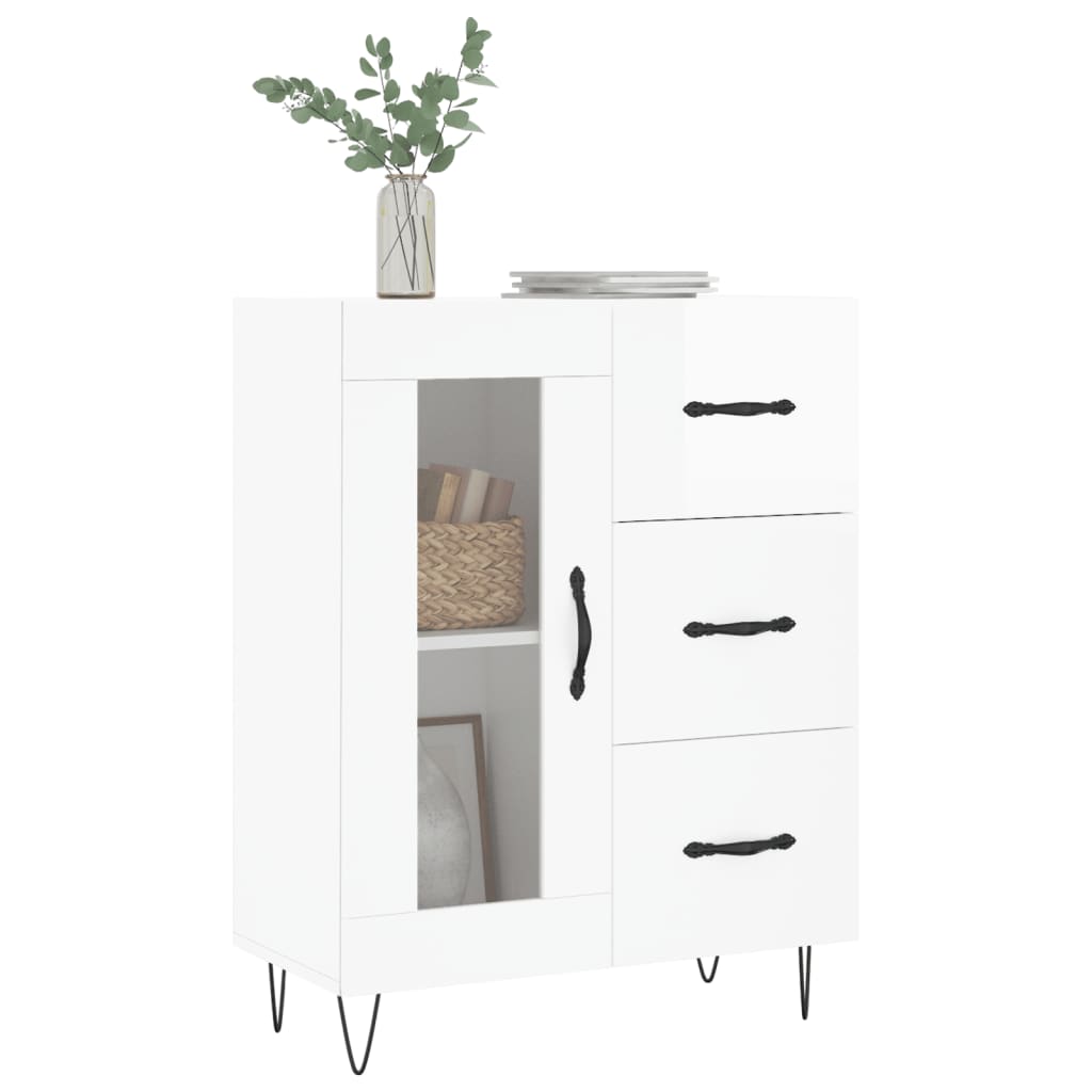 Credenza 69,5x34x90 cm in Legno Multistrato Bianco Lucido - homemem39