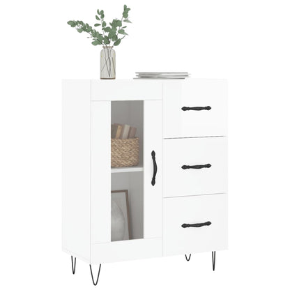 Credenza 69,5x34x90 cm in Legno Multistrato Bianco Lucido - homemem39