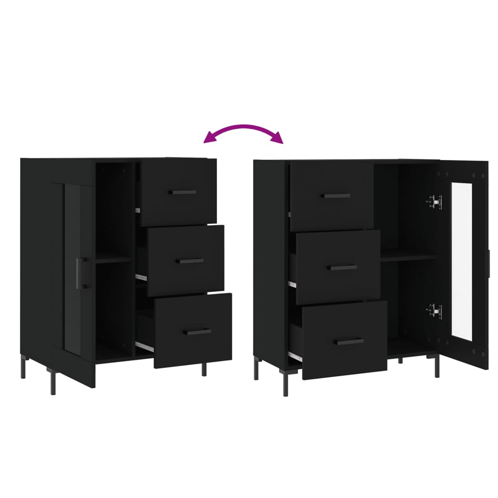 Credenza Nera 69,5x34x90 cm in Legno Multistrato - homemem39