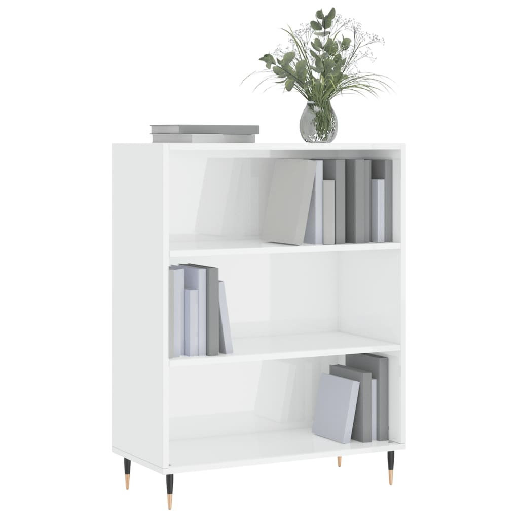 Libreria Bianco Lucido 69,5x32,5x90 cm in Legno Multistrato | homemem39