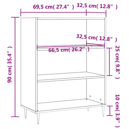 Libreria Grigio Cemento 69,5x32,5x90 cm in Legno Multistrato | homemem39