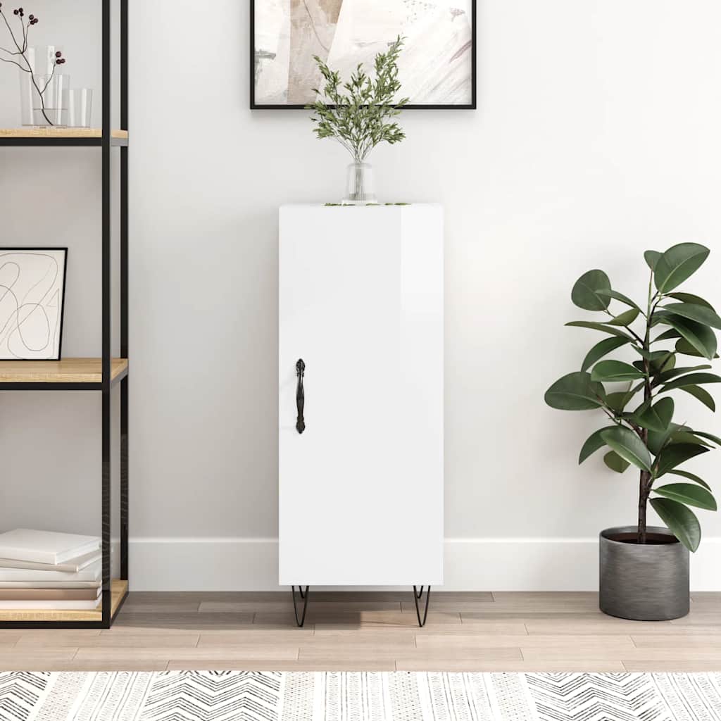 Credenza Bianco Lucido 34,5x34x90 cm in Legno Multistrato - homemem39