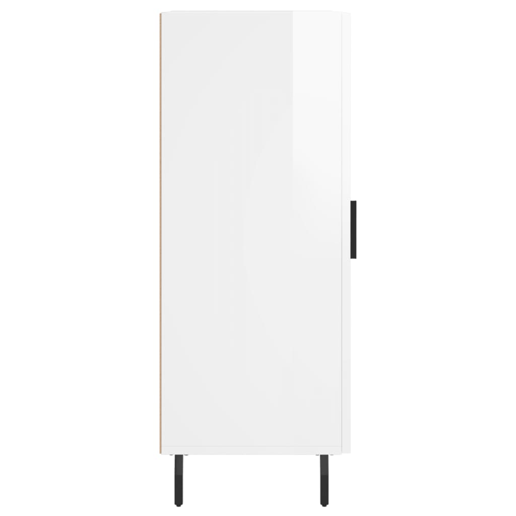 Credenza Bianco Lucido 34,5x34x90 cm in Legno Multistrato