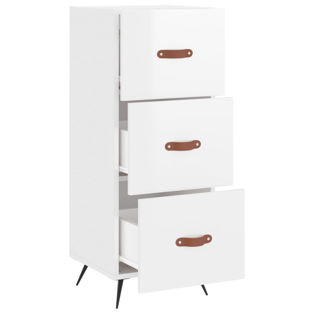 Credenza Bianco Lucido 34,5x34x90 cm in Legno Multistrato - homemem39