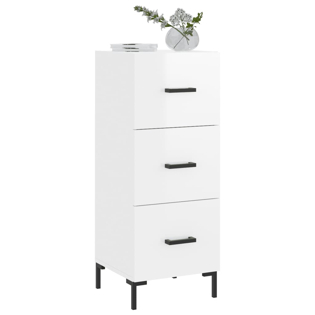 Credenza Bianco Lucido 34,5x34x90 cm in Legno Multistrato | homemem39