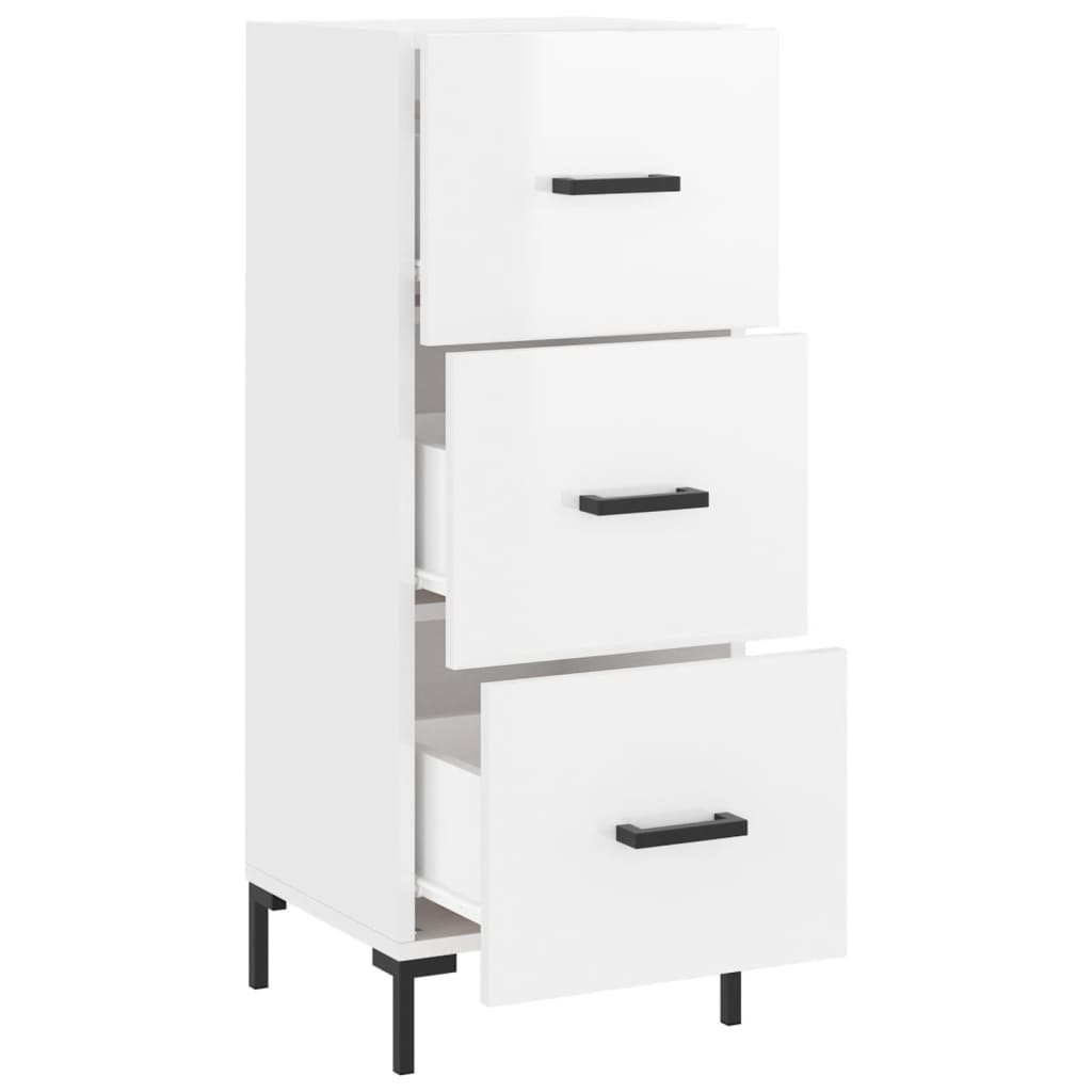 Credenza Bianco Lucido 34,5x34x90 cm in Legno Multistrato | homemem39
