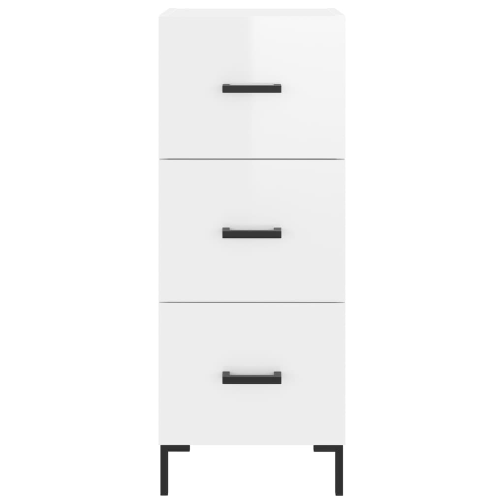 Credenza Bianco Lucido 34,5x34x90 cm in Legno Multistrato | homemem39