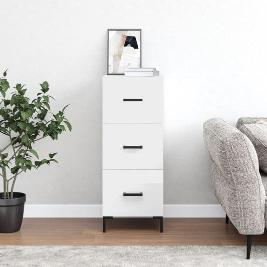 Credenza Bianco Lucido 34,5x34x90 cm in Legno Multistrato | homemem39