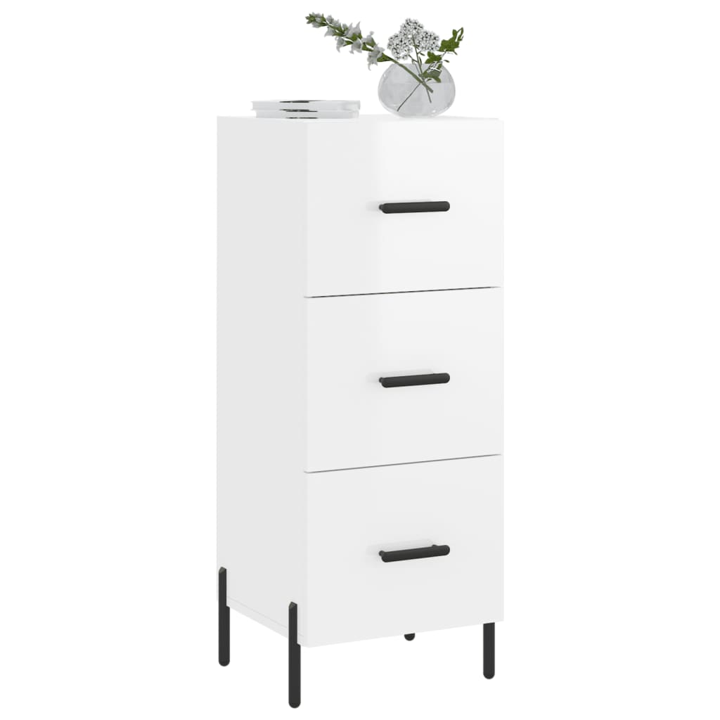 Credenza Bianco Lucido 34,5x34x90 cm in Legno Multistrato - homemem39