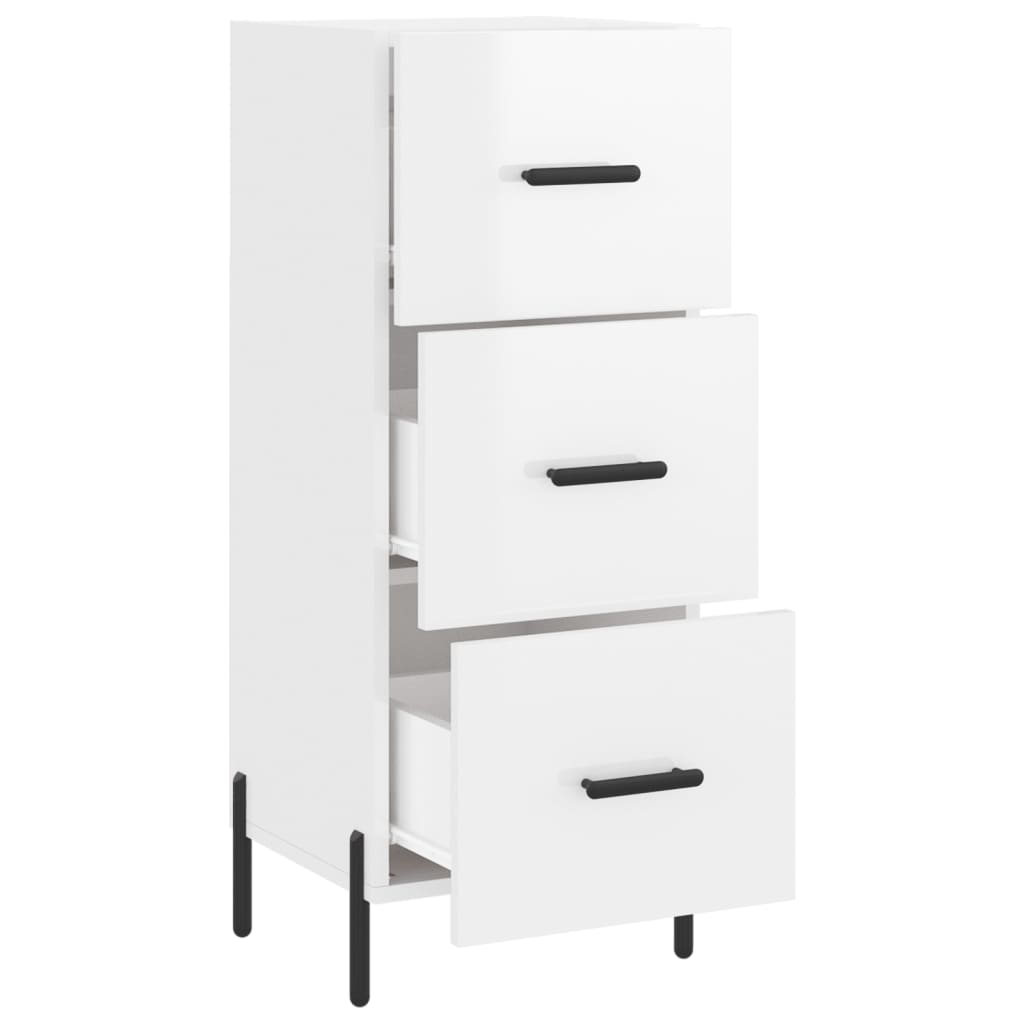 Credenza Bianco Lucido 34,5x34x90 cm in Legno Multistrato - homemem39